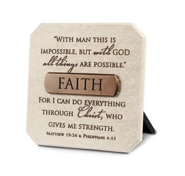 Image of Tabletop Plaque Faith Bronze 3.75H