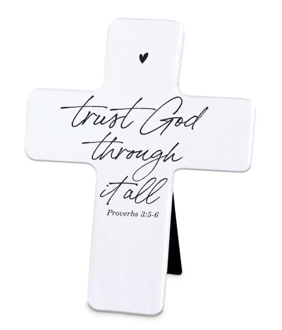 Image of Tabletop Cross Trust God Through It All