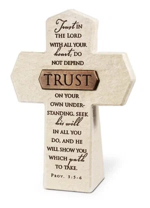 Tabletop Cross Trust Bronze Bar 5.50H
