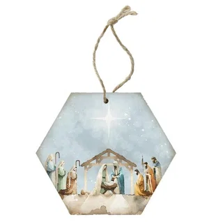 Watercolor Nativity Scene Ornament