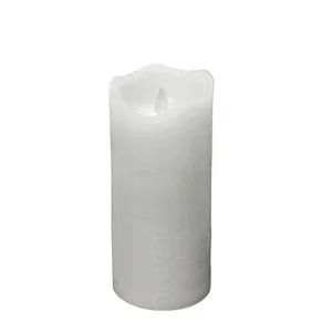 3"X8"White Rustic Finish Moving Flame LED Pillar Candle