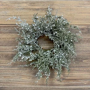 11" Cedar and White Berries Candle Ring