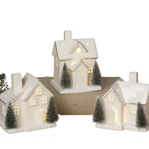 Assorted 4.75" Lighted Ceramic Holiday Houses NOT a Set