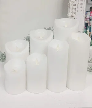 3"x4" White Rustic Finish Moving Flame LED Pillar Candle