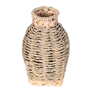 Grass Woven vase 5"x8" w/ Natural Rope Finish
