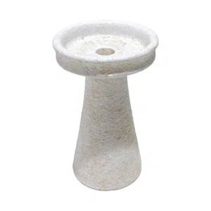Pillar Candle Holder Cement 4"x6.5" Cream Finish