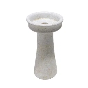 Pillar Candle Holder Cement 4"x8" Cream Finish