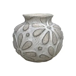 Ceramic Vase 8"x7" Embosseed Blooms