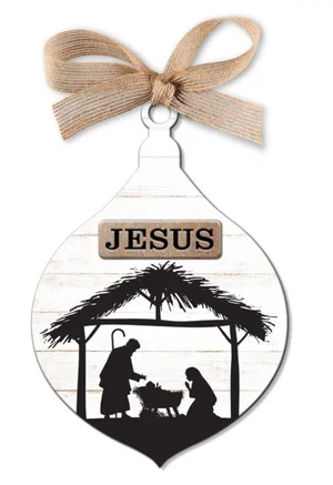 Christmas Ornament Bronze Title Nativity