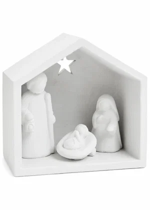 Decor Nativity Cement White 4x7