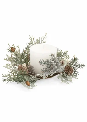 Candle Ring w/ Cedar & Pinecones 8"x8"