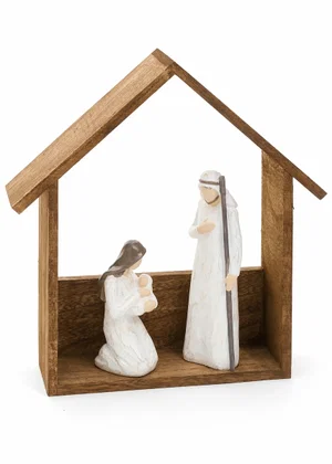 Nativity Resin Brown/White/Gold 10"x10"