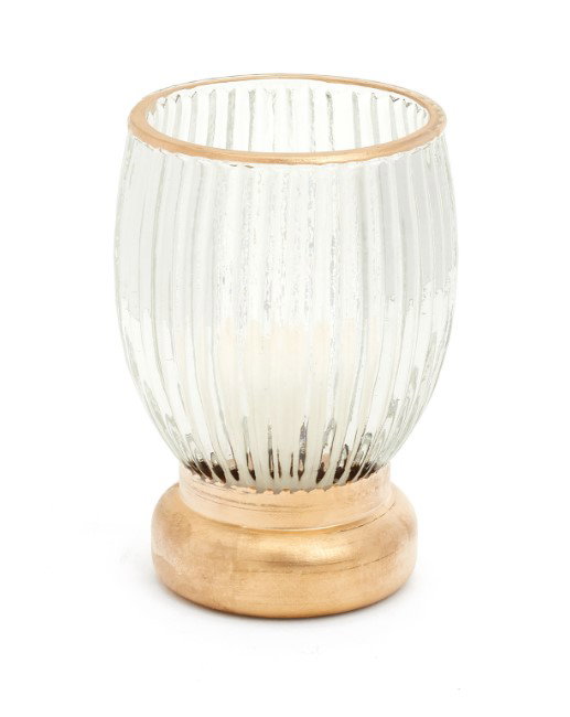 Image of Ribbed Glass Vase w/ Gold Edge