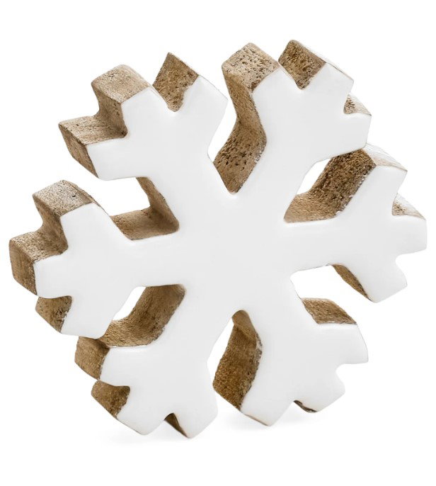 Image of Mango Wood Enamel White Snowflake 4.5’x4.5′
