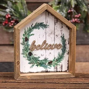 Believe Christmas Wreath Frames Sign