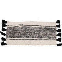 Image of Black Striped Tassel Mat- 24’x36′