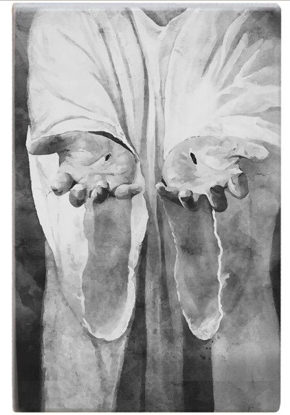 Image of B&W Jesus Hands Block