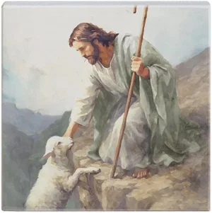 Jesus Lamb On Cliff Block