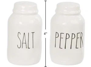Farmhouse Modern Ceramic S&P  Shaker, 4"H