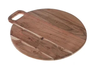 Acacia Wood Round Serving Board w/ Handle 18"