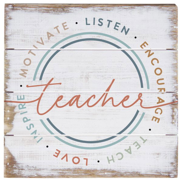 Teacher Words Pallet Sign 6"
