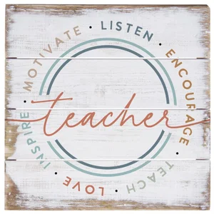 Teacher Words Pallet Sign 6"
