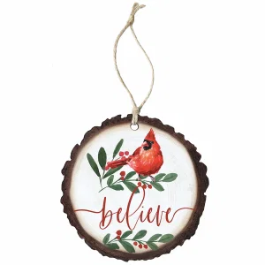 Believe Cardinal Ornament Hanging Sign