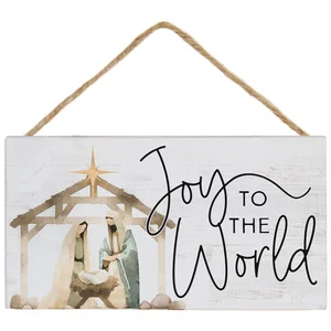 Joy World Nativity Hanging Sign