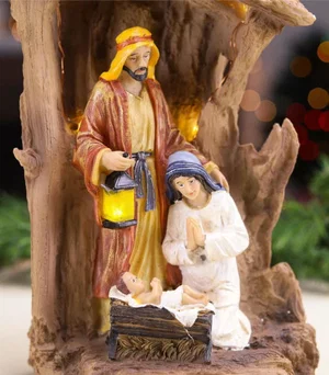 Lighted Holy Family