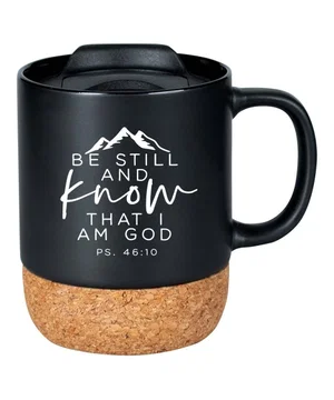 Be Still Cork Bottom Mug Black & White Assorted