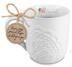 Ceramic Mug - Textured Loved White - 16oz