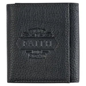 Walk by Faith Black Genuine Leather Wallet - 2 Corinthians 5:7