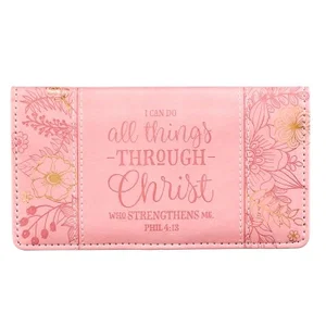 Checkbook Wallet Pink All Things Through Christ Phil. 4:13