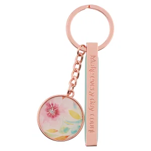 Keyring in Tin Pink Daisies Every Day