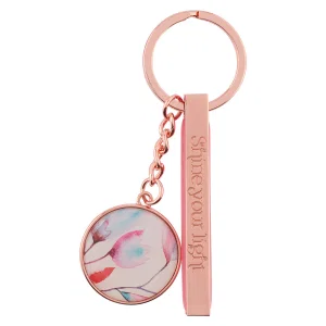 Keyring in Tin Pink Petals Shine