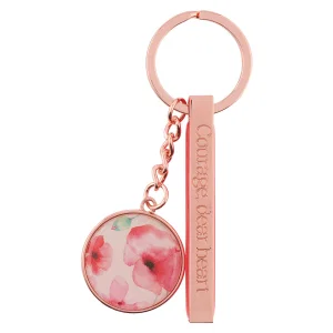 Keyring in Tin Coral Poppies Courage