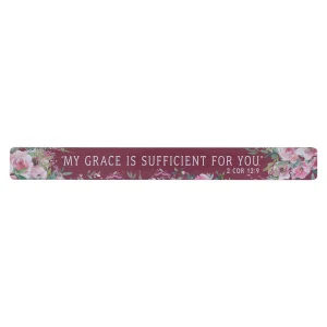 Magnetic Strip Purple Floral My Grace is Sufficient 2 Cor. 12:9