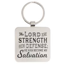 Strength and Defence Lion Silver Metal Keychain - Exodus 15:2