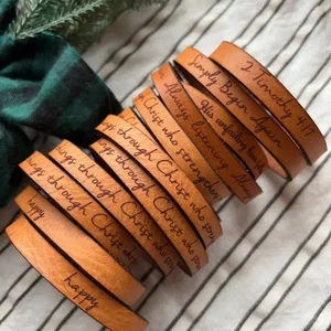 Religious Scripture Thin Leather Bracelet (Assorted Options)