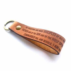 Matthew 28:19 Leather Keychain