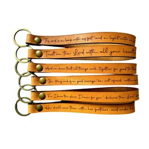 Scripture Wristlet Leather Keychain (Assorted Options)
