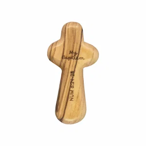 Laser Engraved Olive Wood Comfort Cross, Baptized in Christ, Num 6:24-25