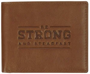 Wallet Leather Tan Be Strong and Steadfast Deut. 31:6