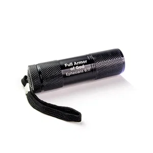 LED Flashlight, Black, Full Armor of God, Ephesians 6:11