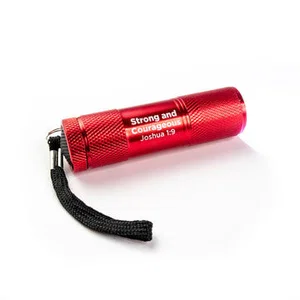LED Flashlight, Red, Strong and Courageous,Joshua 1:9