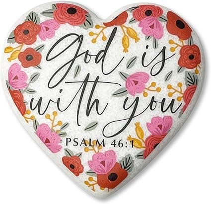 Image of Heart Stone God Is With You Floral