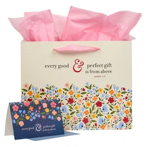 Gift Bag w/ Card LG Landscape Cream/Blue/Pink Every Good & P