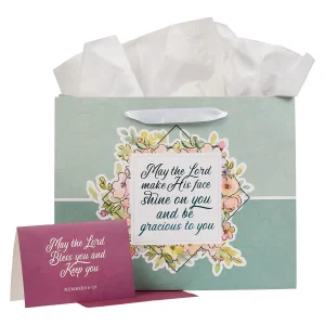 Gift Bag w/ Card LG Landscape Teal/White/Fuchsia The Lord Bl