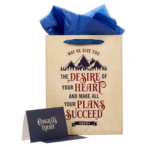 Gift Bag w/ Card LG Portrait Beige/Blue Desire of Your Heart