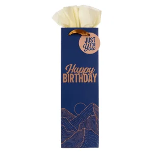 Gift Bag Portrait Bottle Blue/Gold Happy Birthday